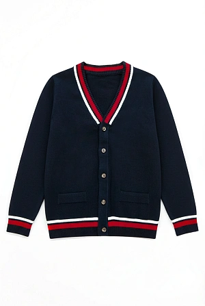 Кардиган синий в красную полоску