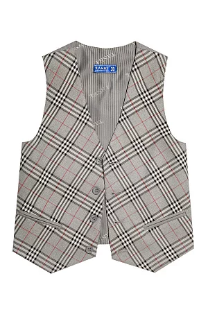 Жилет для мальчика ПРЕЗИДЕНТ цвет серая клетка 