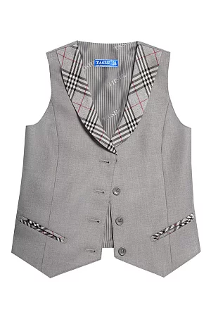 Жилет для девочки РОЗА цвет серая клетка 
