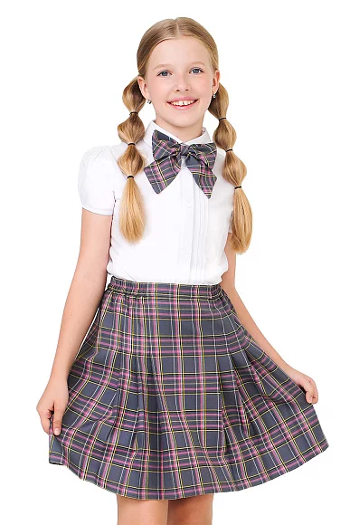 Юбка НИКА цвет клетка розовая 