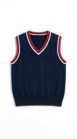 Жилет трикотажный цвет синий красная полоска