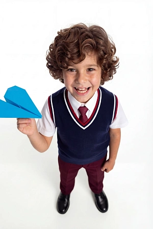 Жилет синий в красную полоску