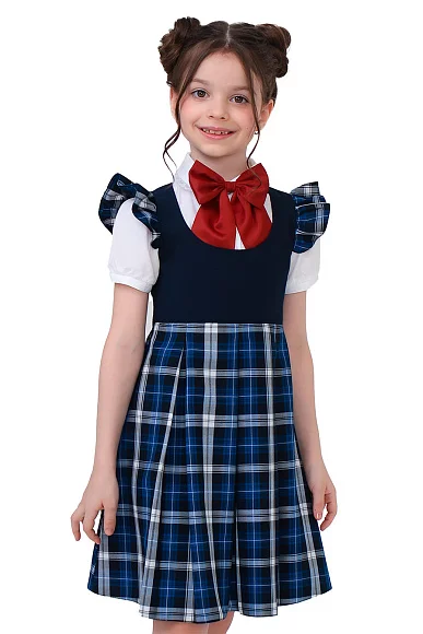 Сарафан с крылышками цвет синяя клетка