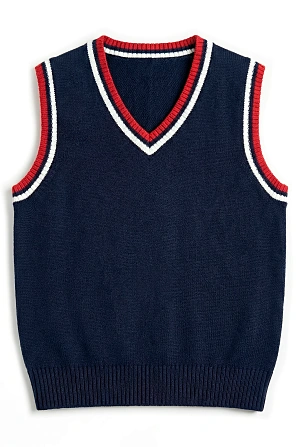 Жилет синий в красную полоску