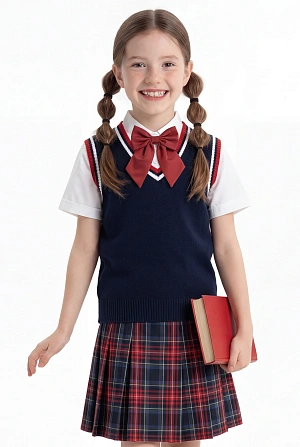 Жилет синий в красную полоску