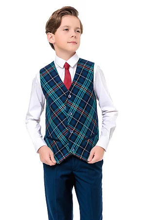 Жилет для мальчика ПРЕЗИДЕНТ цвет зеленая клетка 