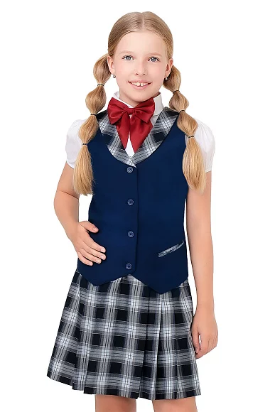 Жилет для девочки РОЗА цвет клетка БКК 