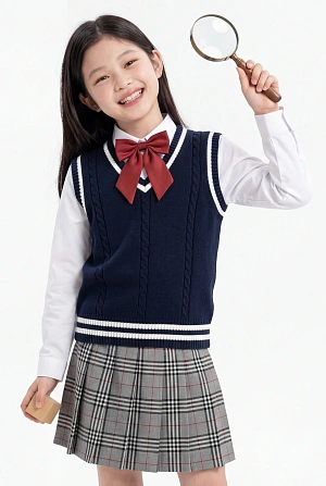 Жилет трикотажный синий в белую полоску