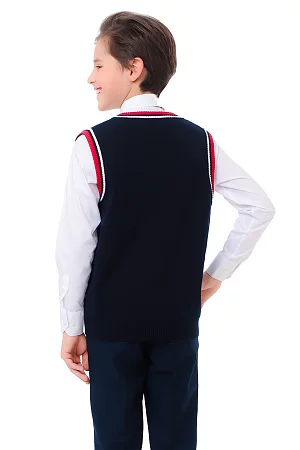Жилет трикотажный цвет синий красная полоска