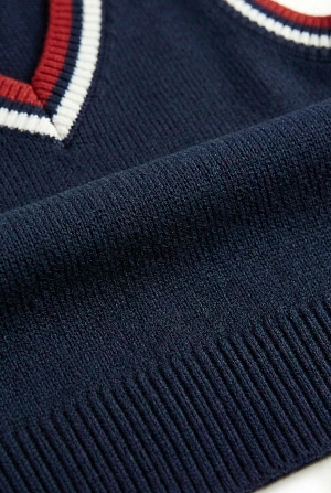 Жилет синий в красную полоску