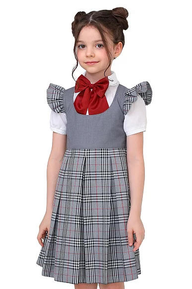 Сарафан с крылышками цвет серая клетка