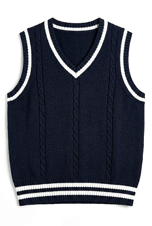 Жилет трикотажный синий в белую полоску