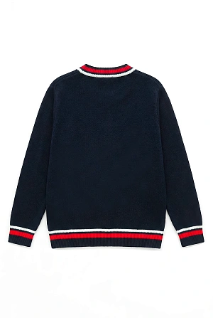 Кардиган синий в красную полоску