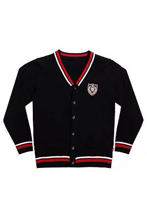 Кардиган трикотажный цвет синий красная полоска