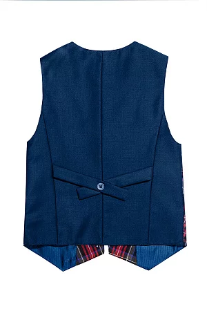 Жилет для мальчика ПРЕЗИДЕНТ цвет синий 015 красная клетка 