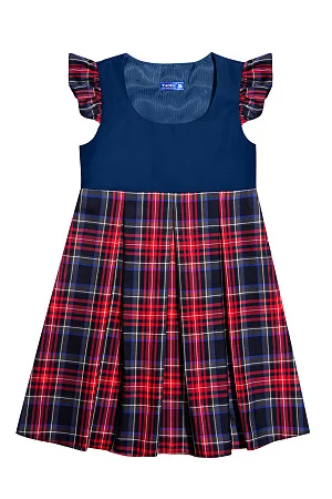 Сарафан с крылышками MEDIUM цвет синий 015 с красной клеткой 