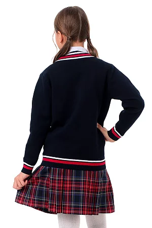 Кардиган трикотажный цвет синий красная полоска