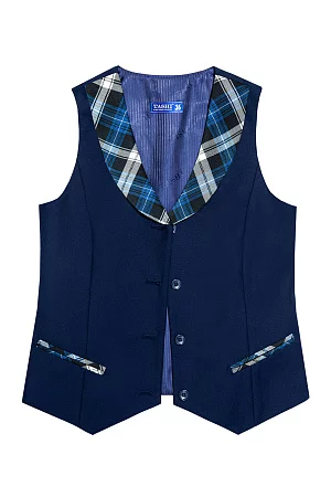 Жилет для девочки РОЗА цвет синяя клетка