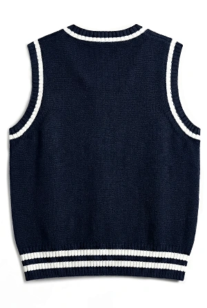 Жилет трикотажный синий в белую полоску