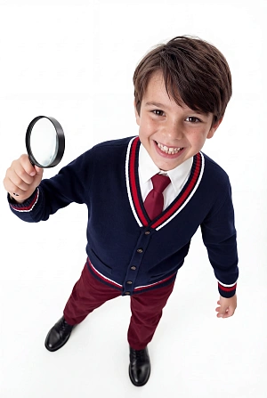 Кардиган синий в красную полоску