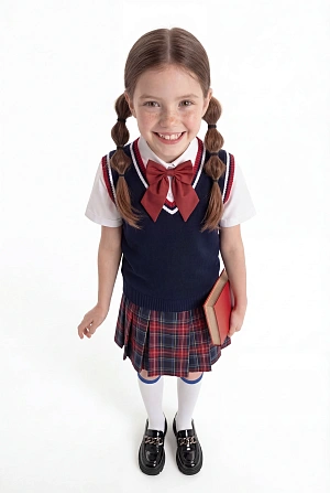 Жилет синий в красную полоску