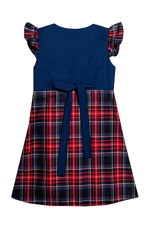 Сарафан с крылышками MEDIUM цвет синий 015 с красной клеткой 