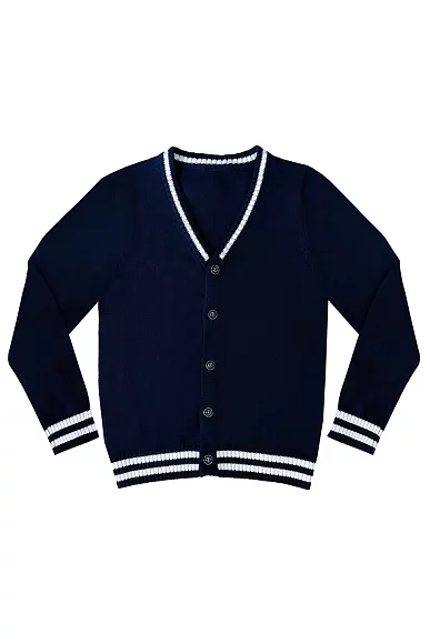 Кардиган трикотажный цвет синий белая полоска