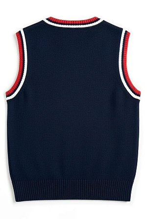 Жилет синий в красную полоску